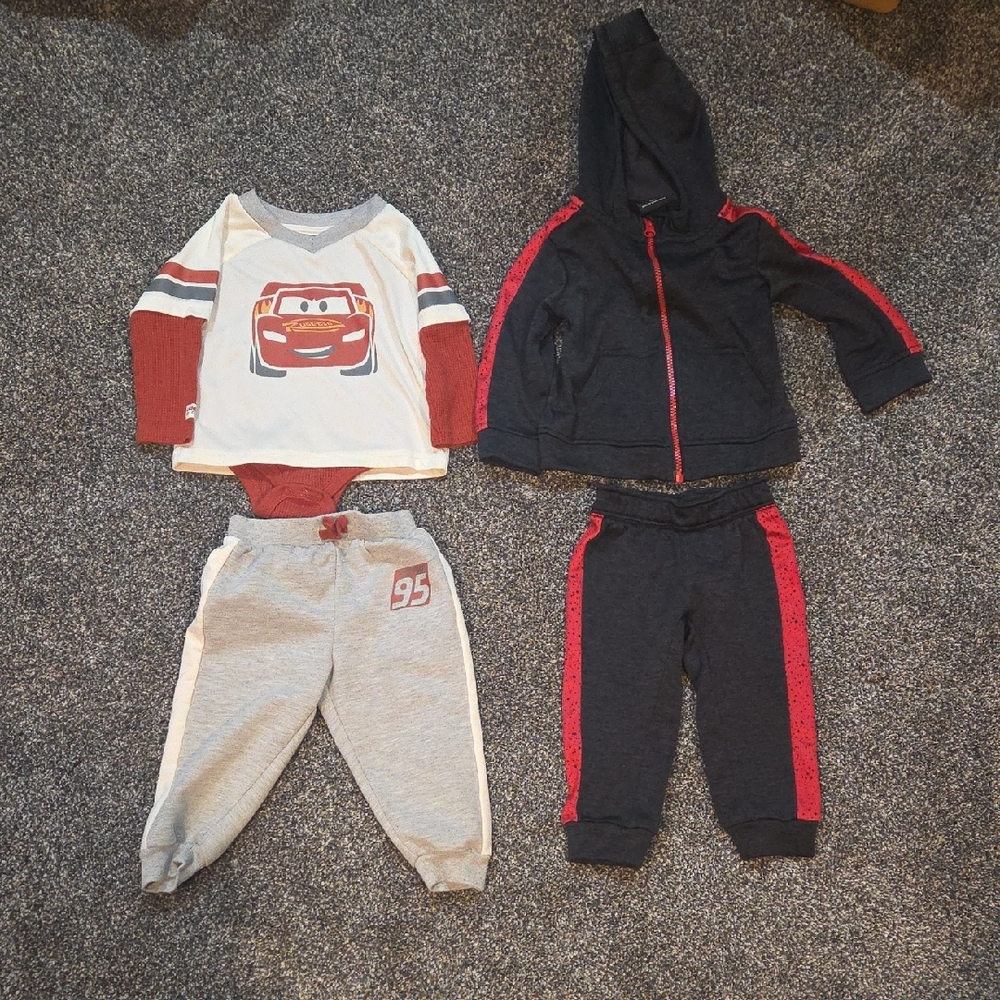Disney Red and Gray Baby Outfit